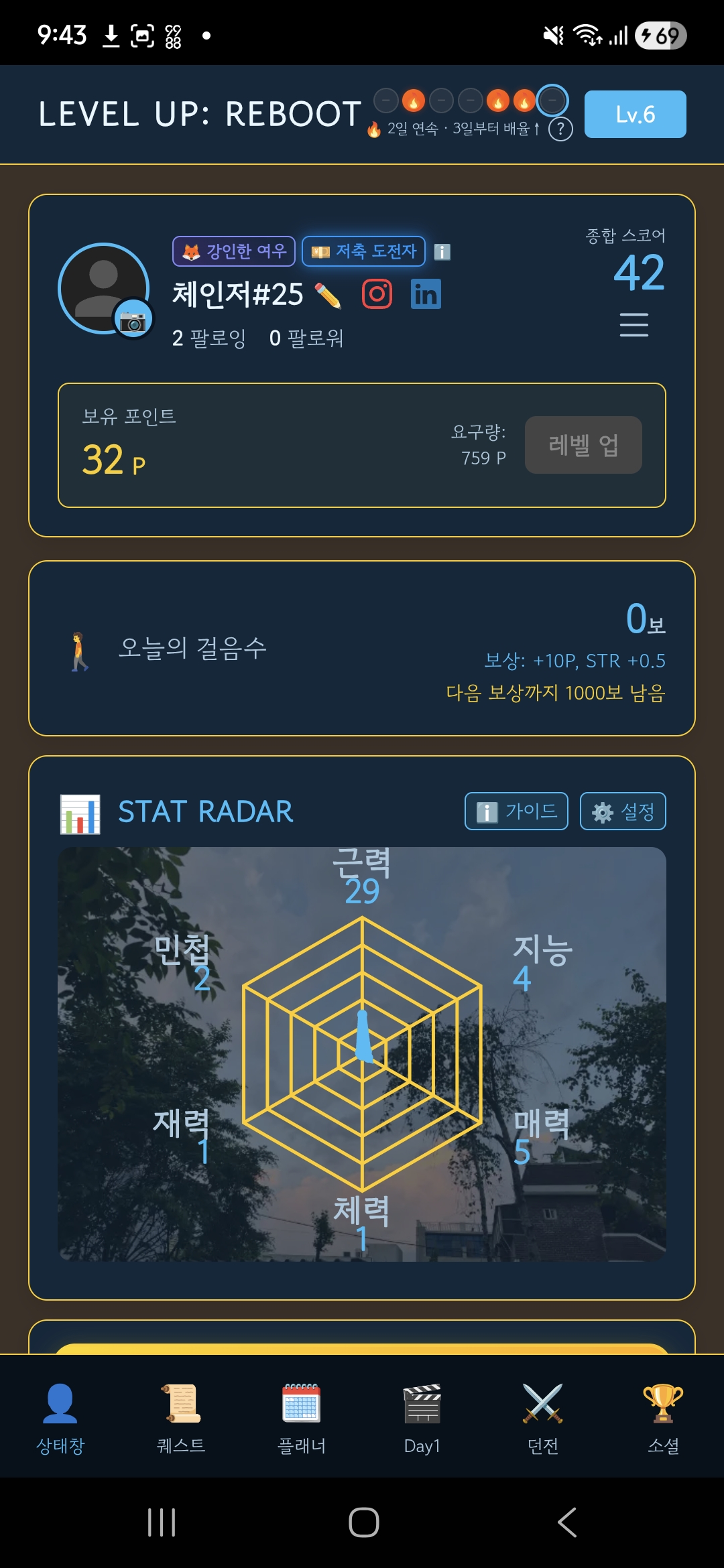 LEVEL UP: REBOOT 상태창